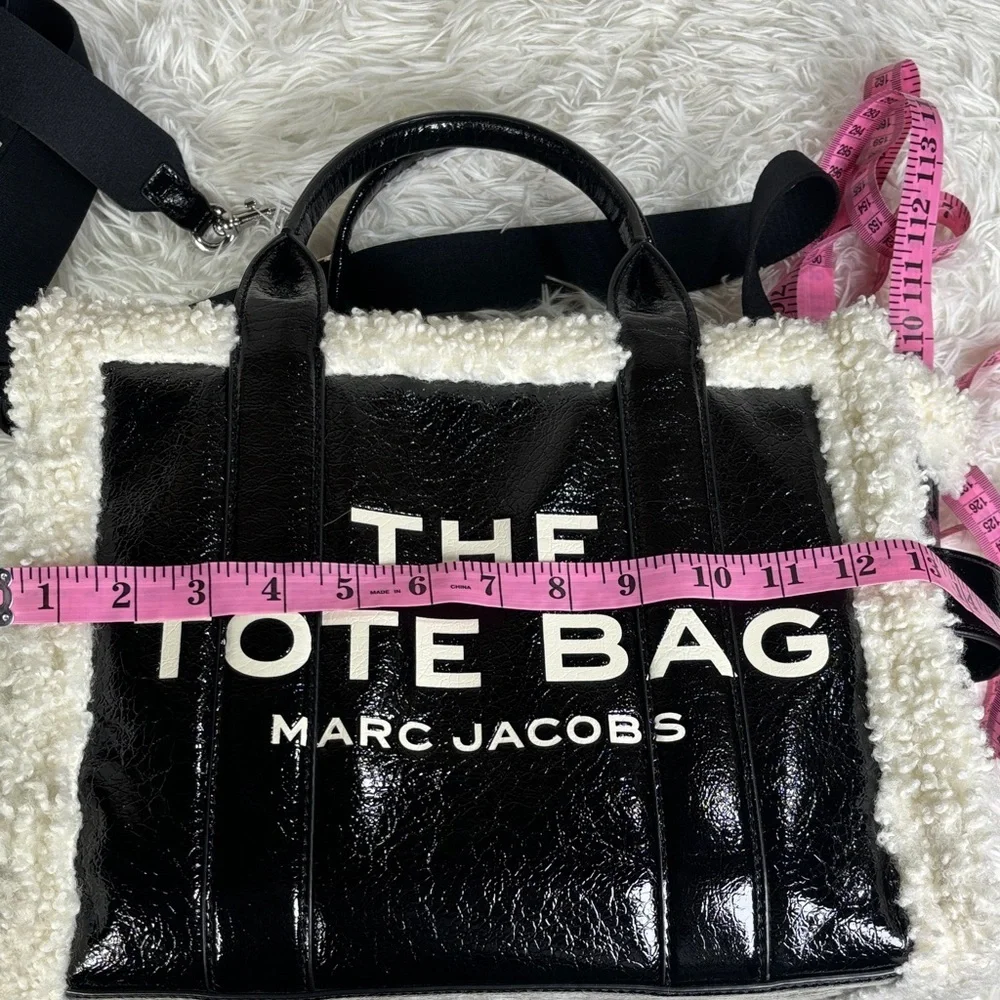Marc Jacobs Crinkled Leather Faux Shearling Medium The Tote Bag